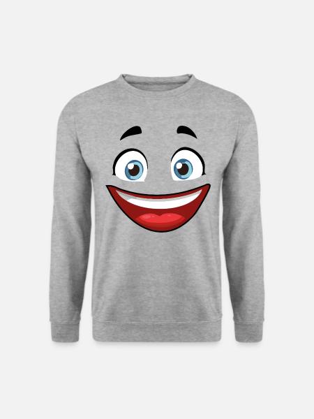 Witziges Gesicht für deine Textilien - Unisex Pullover - Weißgrau meliert
