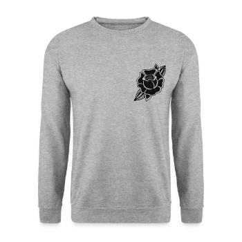 Old School Rose - Unisex Pullover - Weißgrau meliert - Vorne - Alina (178cm) & Michal (187cm)