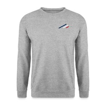 Frankreich Streifen - Unisex Pullover - Weißgrau meliert - Vorne - Alina (178cm) & Michal (187cm)