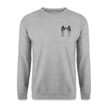 Engelsflügel / Skrzydła Anioła - Unisex Pullover - Weißgrau meliert - Vorne - Alina (178cm) & Michal (187cm)