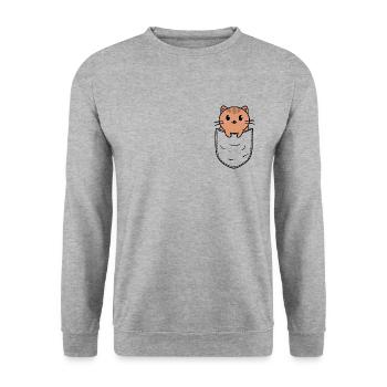 Cat in Bag Chest Bag Cat Gift - Unisex Sweatshirt - salt & pepper - Front - Alina (178cm) & Michal (187cm)