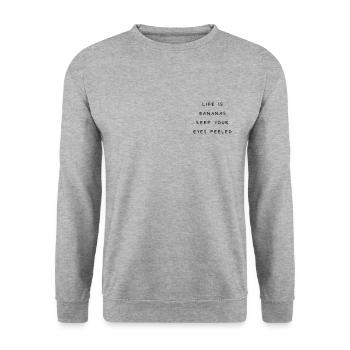 Life is bananas keep your eyes peeled - Unisex Pullover - Weißgrau meliert - Vorne - Alina (178cm) & Michal (187cm)