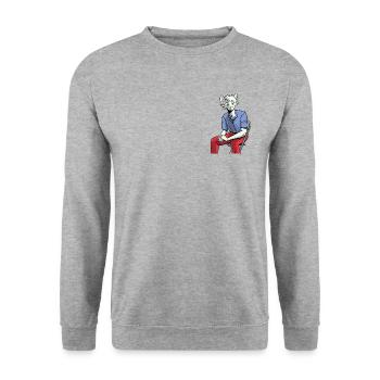lässiger Katzenmann Animemann - Unisex Pullover - Weißgrau meliert - Vorne - Alina (178cm) & Michal (187cm)