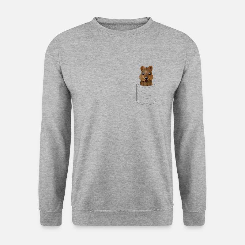 Quokka Känguru süß Brusttasche - Unisex Pullover - Weißgrau meliert
