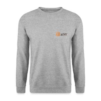at symbol and the word work - Unisex Sweatshirt - salt & pepper - Front - Alina (178cm) & Michal (187cm)