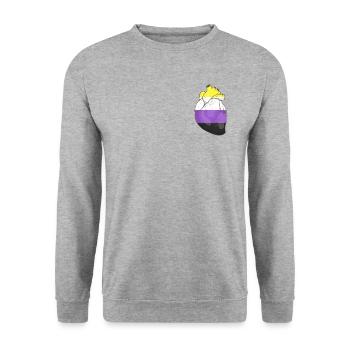 Non Binary pride realistisches Herz Fahne - Unisex Pullover - Weißgrau meliert - Vorne - Alina (178cm) & Michal (187cm)