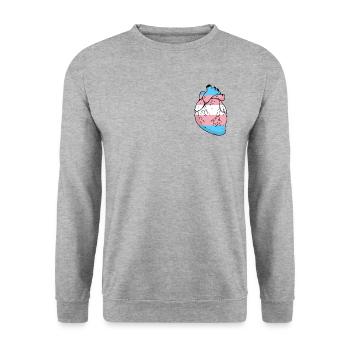 Transexual pride realistisches Herz Trans Fahne - Unisex Pullover - Weißgrau meliert - Vorne - Alina (178cm) & Michal (187cm)
