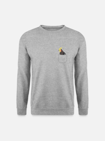 Nymphensittich Vogel Brusttasche Tasche Motiv - Unisex Pullover - Weißgrau meliert