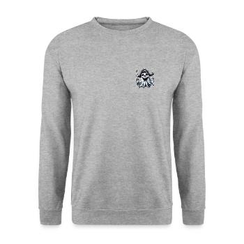 Lustig Halloween Piraten Geist T-Shirt Sweatshirt - Unisex Pullover - Weißgrau meliert - Vorne - Alina (178cm) & Michal (187cm)