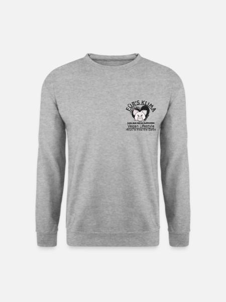 Schweinchen Vegan Klima SabineVegan HerzAufShirt - Unisex Pullover - Weißgrau meliert
