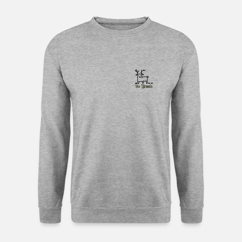 du hirsch - Unisex Pullover - Weißgrau meliert