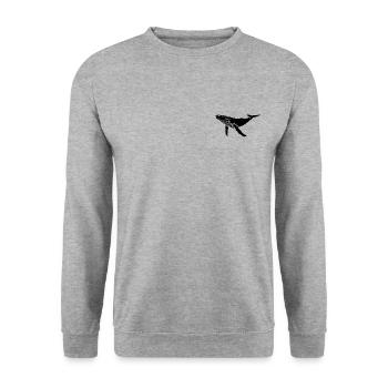 Wal - Buckelwal - Meeressäuger - Geschenk - Unisex Pullover - Weißgrau meliert - Vorne - Alina (178cm) & Michal (187cm)