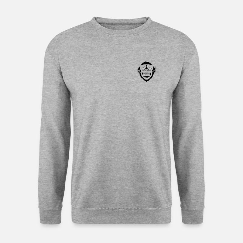 Affe mit Sonnenbrille - Unisex Pullover - Weißgrau meliert