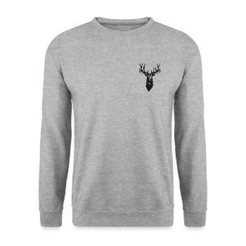 Cerf / Buck / Animal / Sauvage / Forêt / Sauvage - Sweat-shirt Unisexe - gris chiné - Devant - Alina (178cm) & Michal (187cm)