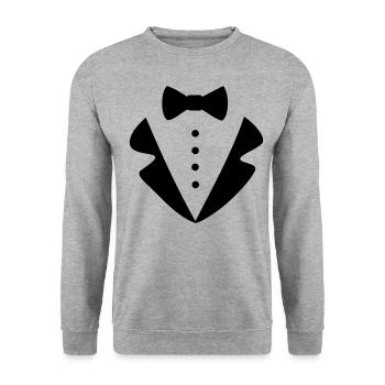 Karneval Kostüm Fasching Anzug Fliege Gentlemen - Unisex Pullover - Weißgrau meliert - Vorne - Alina (178cm) & Michal (187cm)