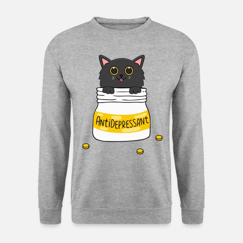 Antidepressivum Cat - Unisex Pullover - Weißgrau meliert