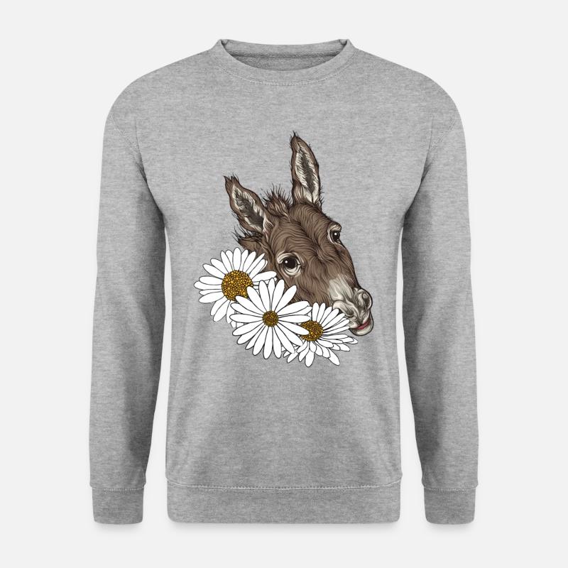 ESELKOPF - Unisex Pullover - Weißgrau meliert