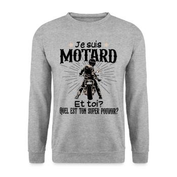 Motard Moto Motocross Humour Citations Noël - Sweat-shirt Unisexe - gris chiné - Devant - Alina (178cm) & Michal (187cm)