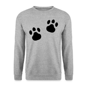 Paw print Meow Paw Gift Idea Cat - Sweat-shirt Unisexe - gris chiné - Devant - Alina (178cm) & Michal (187cm)