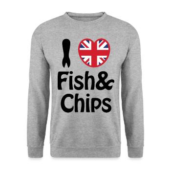 I Heart [Love] Fish & Chips - Unisex Sweatshirt - salt & pepper - Front - Alina (178cm) & Michal (187cm)