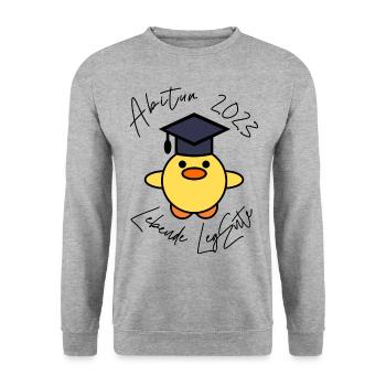 Abitur Abschluss 2023 Lebende LegEnte - Unisex Pullover - Weißgrau meliert - Vorne - Alina (178cm) & Michal (187cm)