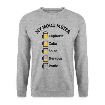 My Mood Meter (Beer Drinker / V1 / POS) - Unisex Sweatshirt - salt & pepper - Front - Alina (178cm) & Michal (187cm)
