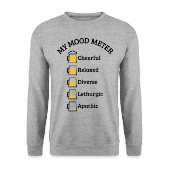 My Mood Meter (Beer Drinker / V3 / POS) - Unisex Sweatshirt - salt & pepper - Front - Alina (178cm) & Michal (187cm)