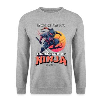 Ninja Kämpfer Krieger Shinobi Japan Schwert Katana - Unisex Pullover - Weißgrau meliert - Vorne - Alina (178cm) & Michal (187cm)
