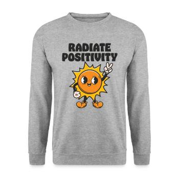 Strahle Positivität aus - Unisex Pullover - Weißgrau meliert - Vorne - Alina (178cm) & Michal (187cm)
