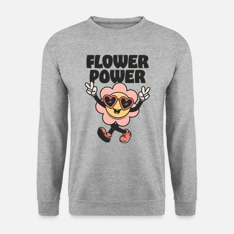 Flower Power - Unisex Pullover - Weißgrau meliert