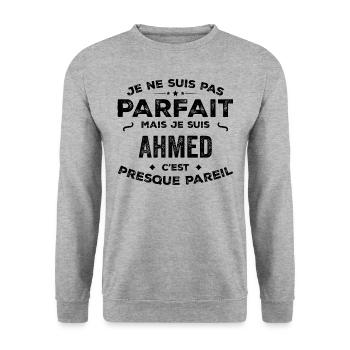 Ahmed – A Funny and Proud First Name, Legend - Unisex Sweatshirt - salt & pepper - Front - Alina (178cm) & Michal (187cm)