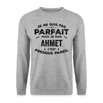 Ahmet – Un Prénom, Une Légende Drôle et Fière - Sweat-shirt Unisexe - gris chiné - Devant - Alina (178cm) & Michal (187cm)