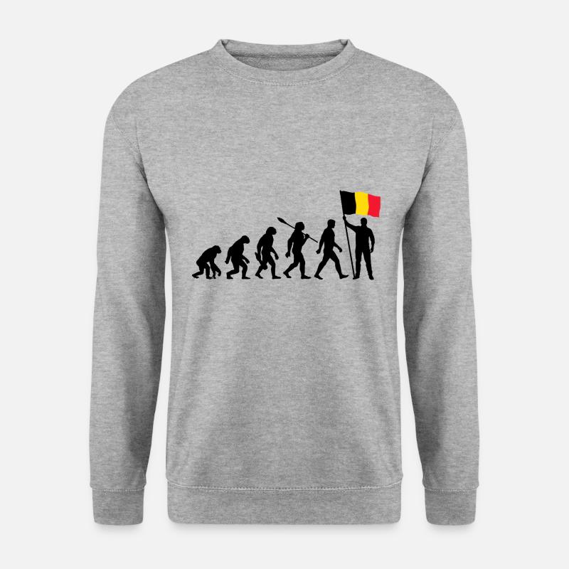 Belgien - Evolution - Flagge - Nation - Unisex Pullover - Weißgrau meliert
