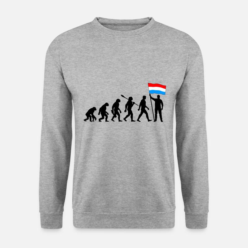 Luxemburg - Evolution - Flagge - Nation - Unisex Pullover - Weißgrau meliert