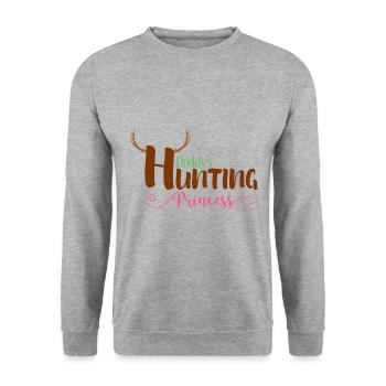 Daddy's Hunting Princess Gift Father's Day V - Unisex Sweatshirt - salt & pepper - Front - Alina (178cm) & Michal (187cm)