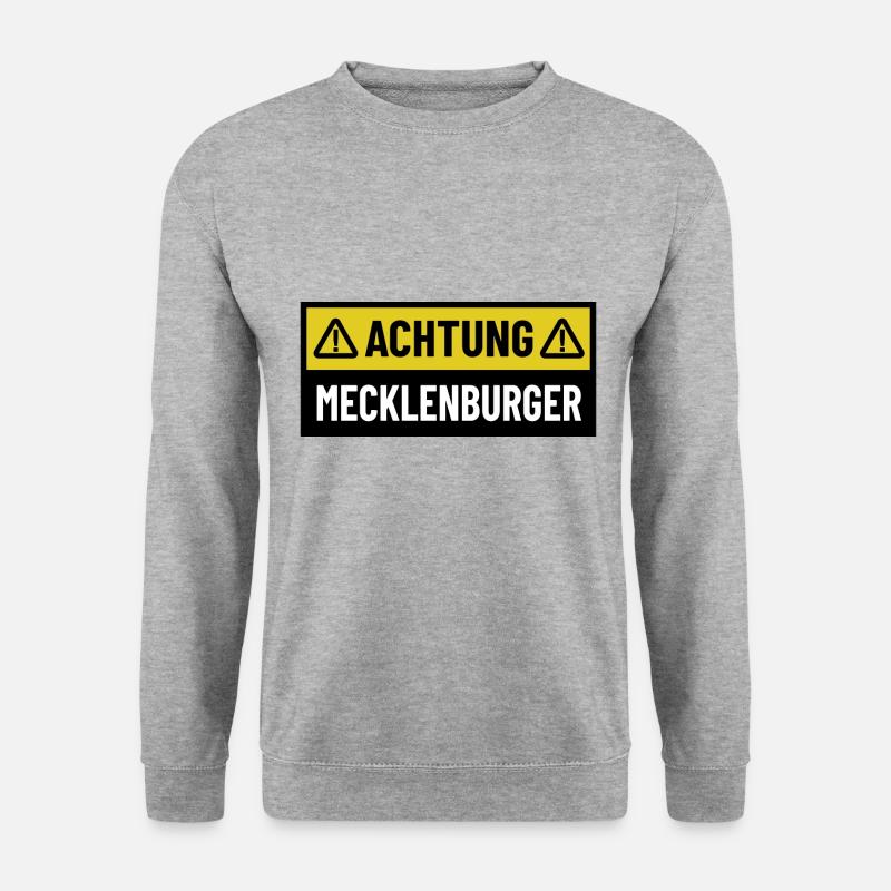Achtung Mecklenburger - Regionaler Spruch - Unisex Pullover - Weißgrau meliert