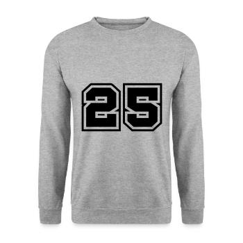 25 Zahl symbol - Unisex Pullover - Weißgrau meliert - Vorne - Alina (178cm) & Michal (187cm)