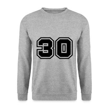 30 nombre symbole - Sweat-shirt Unisexe - gris chiné - Devant - Alina (178cm) & Michal (187cm)