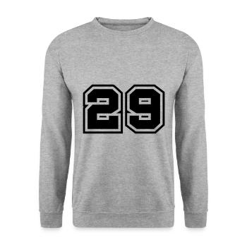 29 Zahl symbol - Unisex Pullover - Weißgrau meliert - Vorne - Alina (178cm) & Michal (187cm)