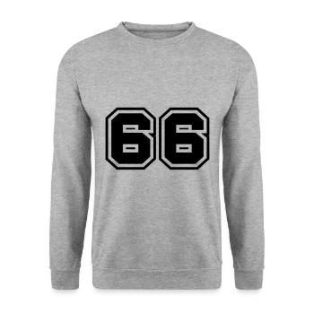 66 number symbol - Unisex Sweatshirt - salt & pepper - Front - Alina (178cm) & Michal (187cm)