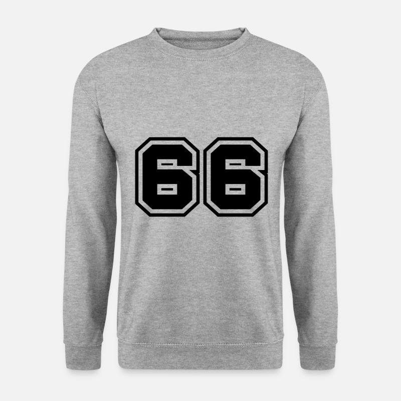 66 Zahl Symbol - Unisex Pullover - Weißgrau meliert