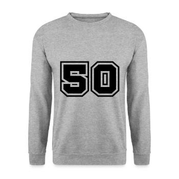 50 number symbol - Unisex Sweatshirt - salt & pepper - Front - Alina (178cm) & Michal (187cm)