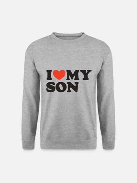 I love my son Herz Shirt - Unisex Pullover - Weißgrau meliert