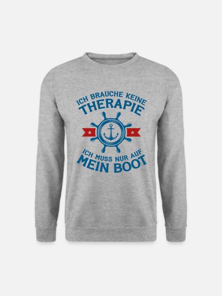 Boot Bootfahren Therapie Steuerrad Geschenk - Unisex Pullover - Weißgrau meliert
