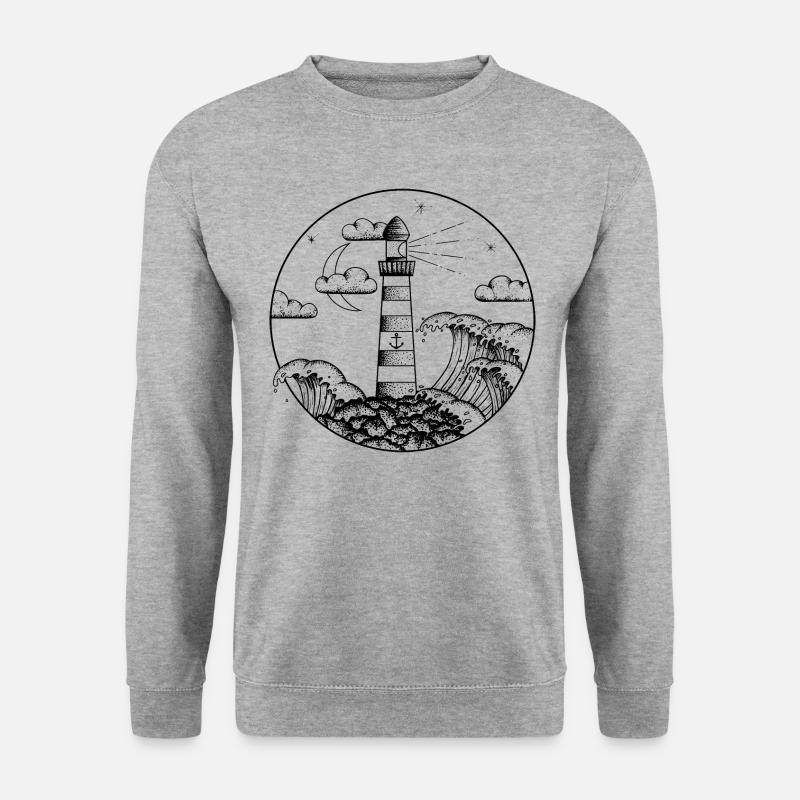 Leuchtturm im Sturm SVENPAINT - Unisex Pullover - Weißgrau meliert