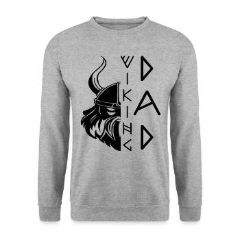 Bärtiger Mann Wikinger Vater Vatertag 2024 - Unisex Pullover - Weißgrau meliert - Vorne - Alina (178cm) & Michal (187cm)