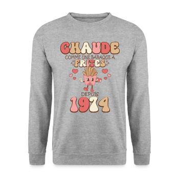 Baraque À Frites 1974 Femme Anniversaire 50 Ans - Sweat-shirt Unisexe - gris chiné - Devant - Alina (178cm) & Michal (187cm)