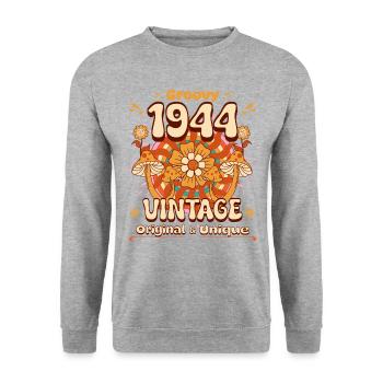 Vintage Year 1944 Birthday Woman 80 Years Old - Unisex Sweatshirt - salt & pepper - Front - Alina (178cm) & Michal (187cm)