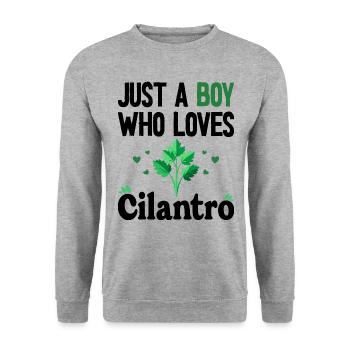 Humour Homme Garçon Qui Aime La Coriandre - Sweat-shirt Unisexe - gris chiné - Devant - Alina (178cm) & Michal (187cm)