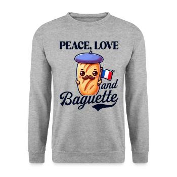 Peace, Love and Baguette, Proud to Be French - Unisex Sweatshirt - salt & pepper - Front - Alina (178cm) & Michal (187cm)